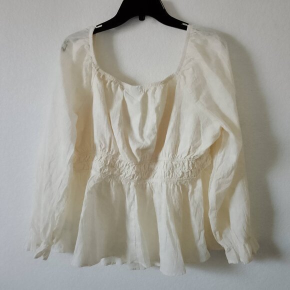 NWT Torrid Clip Dot Cotton Viole Blouson Sl. Sq. Neck Smocked Top Size 1X 14-16 - Picture 2 of 9